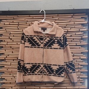 Women's Tan and Black Geometric Jacket